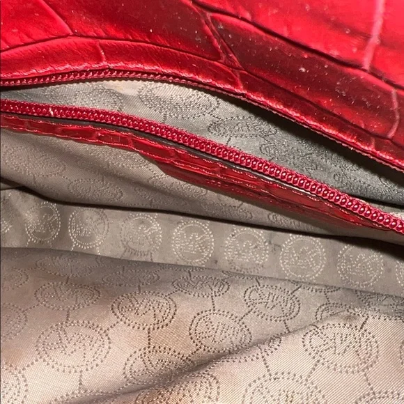 Michael Kors Red Croc-Embossed Satchel - Picture 2 of 7